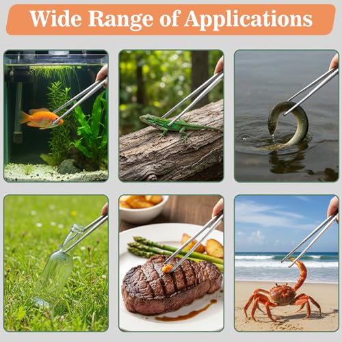Snake Feeding Tongs 14,57 Inch Long Tool to Feed A Reptile Lizard Extra Stainless Steel Large Tweezers Heavy Duty Straight Mouth for Ball Python Fish Aquariums Reptiles