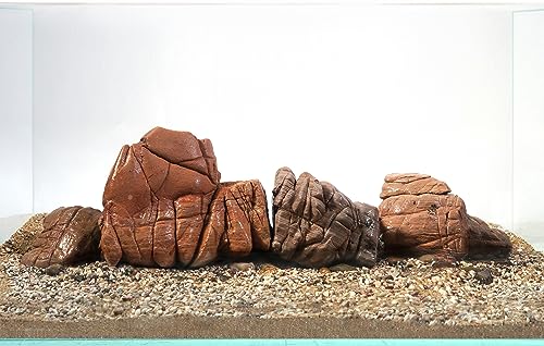LANDEN Elephant Skin Stone Natural Multi-Texture Rocks (18lbs, 3~9 inches,7pcs) for Aquarium, Paludarium, Terrariums, Landscaping, Decorative of Caves, Waterfalls, Cliffs - size: 11 Elephant Skin Stone(3-9 inches,18lbs)
