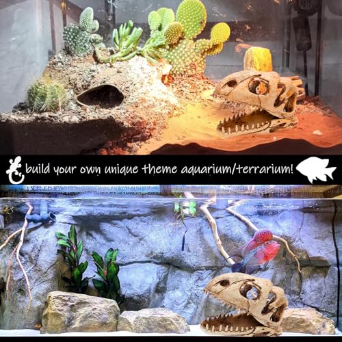 Dinosaur Animal Skull Aquarium Large Décor Cave Decorations Fish Hideout Tank Betta Tarantula Reptile Snake for Terrarium Decor Ornament Bones Halloween - color: Velociraptor