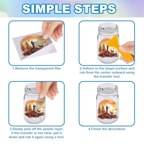 GLOBLELAND 18 Sheets Fishing Hunting Transfer Stickers 3.9x3.6inch Duck Hounds Transfer Decal Deer Bass Colorful Rub on Transfer for Furniture Vase Glass Art Crafts Decorations - style: Fishing