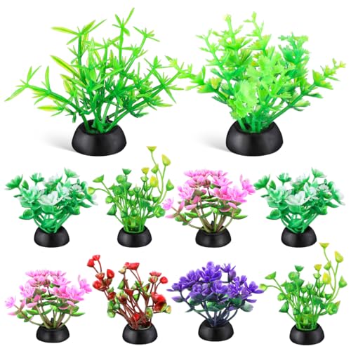 TOYANDONA 20 Pcs Simulation Water Grass Aquarium Plants Mini Plastic Fish Tank Decor Artificial Aquatic Plants for Betta Goldfish Turtle Tanks