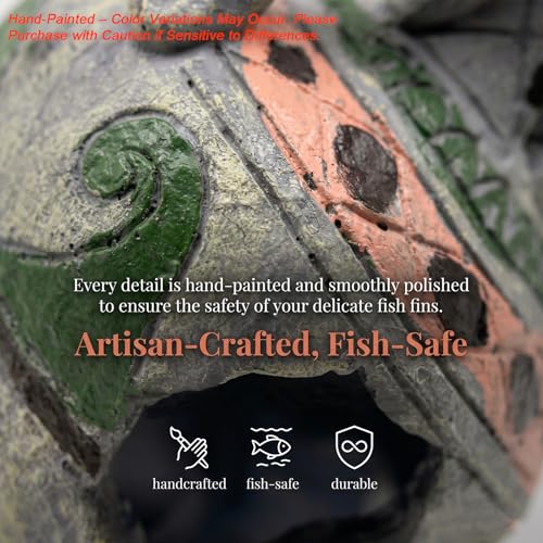 Fish Tank Aquarium Decor Cave Decorations – Resin Broken Jug Hide Ornament for Betta Goldfish Shrimp, Large Artificial Rock House Hideout for Aquariums Habitat - color: Broken Jug