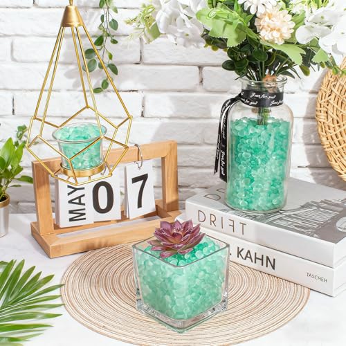 Keedolla Mint Green Sea Glass Stones Frosted Glass Pebbles Gemstones for Aquarium Rocks, Fish Tank Gravel, Vase Fillers, DIY Crafts - 230g/8oz - color: Mint Green, size: 0.5 LB