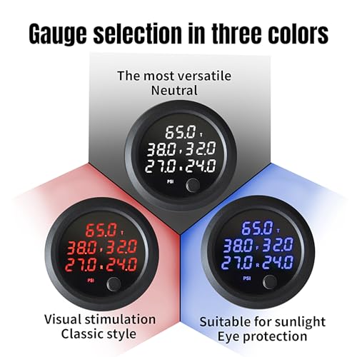 12V Solenoid Valve Air Ride Suspension manifold 8-Valve With 5M 9-switch Wired Remote Controller, equipped with five display air pressure gauge red - color: 5M-Control&Red Gauge