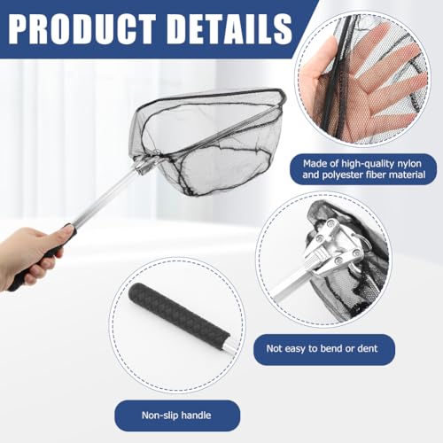 Fishing Net Foldable Minnow Nets with Aluminum Collapsible Telescopic Pole Handle and Nylon Mesh, Small Fishing Landing Net, Safe Fish Catching or Releasing