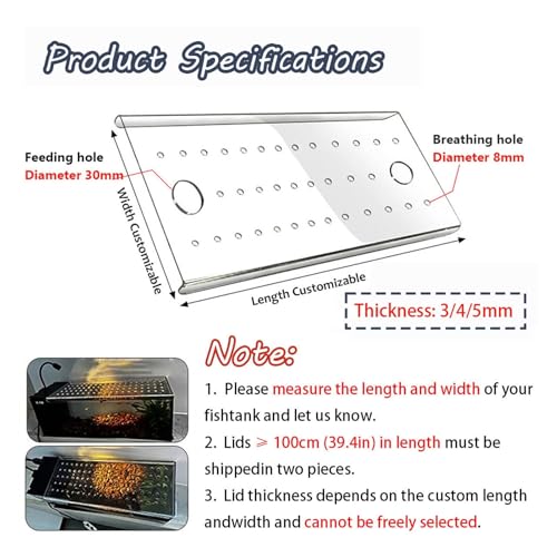 Fish Tank Lid 32x14 36x18in, Clear Acrylic Aquarium Cover, Cuttable Anti Jump Fish Tank Cover, Adapted to Various Sizes(18x14in/45.72x35.56cm) - size: 18x14in/45.72x35.56cm