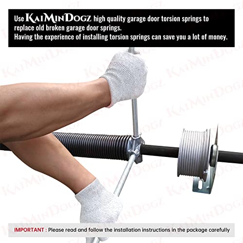 Pair of 2" Garage Door Torsion Springs Set with Non-Slip Winding Bar & Gloves,High Precision Electrophoresis Black Coated, for Replacement & Installation, MIN 16,000 Cycles (0.218x2''x23'') - size: 0.218X2"X23"