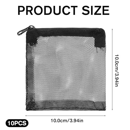10 PCS Aquarium Filter Media Bags, Mini Aquarium Fine Mesh Bag with Plastic Zipper Reusable Fish Tank Media Mesh Filter Bags for Activated Carbon, Biospheres, Ceramic Rings (4 x 4 inches, Black)