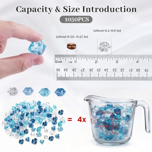 DomeStar 1050PCS Small Mixed Blue Fake Ice Rocks Vase Fillers, Aquarium Gravels Small Stones for Fish Tanks Decorations Home Table Scatter (0.4 * 0.6) - color: Gradual Change Blue