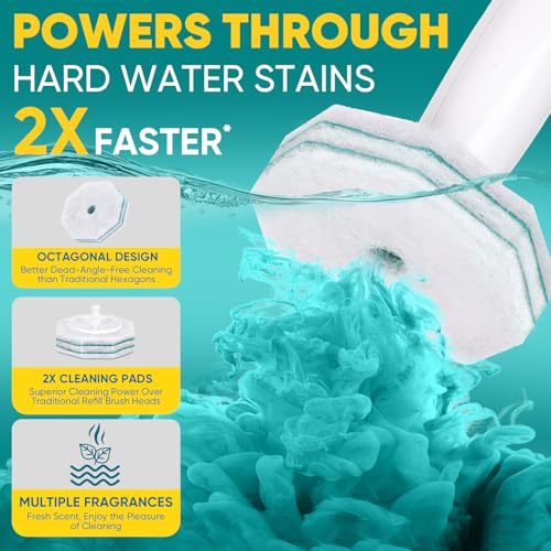 30Ct Aromative Toilet Brush Refills, Toilet Bowl Cleaner Refills, Double-Layer Cleaning Pads Added, Compatible with Most Toilet Brushes，Rainforest Scent（Patented） - color: Rainforest