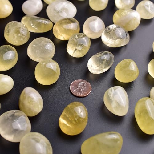 Polished Stone Set Citrine Crystals, 0.8" Handpicked Tumbled Gemstones Rocks, Pebbles for Reiki, Chakra, Healing, Home Decor - color: Citrine, size: 0.8"