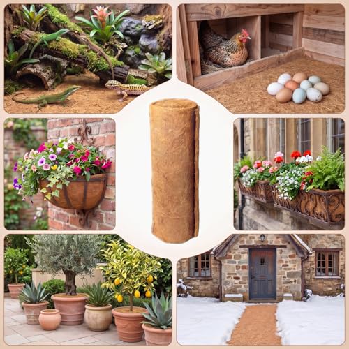 Jetec Coconut Liners for Planters, 12 x 120 Inch Natural Coco Planter Liner Flower Basket, Reptile Carpet, Fiber Mat, Garden Decoration, Animal Pet Reptile Pad - size: 12 x 40 Inch