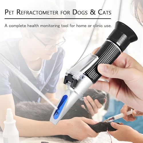 V·RESOURCING Pet Dog & Cat Refractometer,Pet Urine Specific Gravity (1.000~1.060) Clinical Refractometer with Serum or Plasma Protein Test (2~14 g/100ml) for Veterinary Cat,Dog, Pets - color: Pet Refractometer