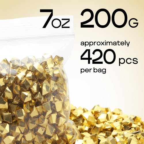 Gold Acrylic Ice Rocks - Golden Gemstones & Crystals Fake Diamonds - About 420 pcs - Vase Filler - Jewels for Crafts - Fish Tank Rocks - Sensory Bin Filler Gems for Crafting - Fake Ice Aquarium Stones - color: Golden Rocks