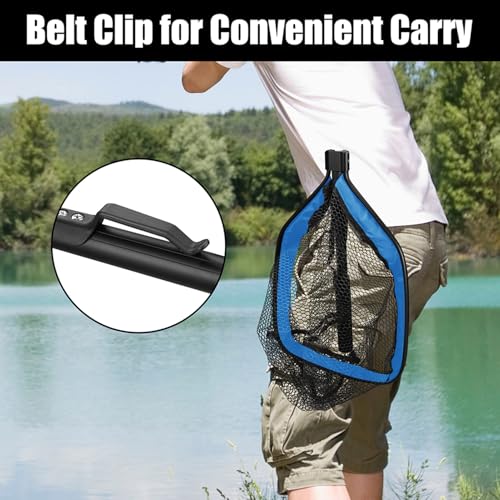 Yeahmart Floating Fishing Landing Net for Fresh & Saltwater, Foldable Telescopic Pole with Rubber Coated Mesh, Portable Collapsible Fish Net Gear for Kayak Boat Trout Bass, Blue, 31.5/39.3/47.2 inch - size: 47.2" Total Length (Telescopic Handle)