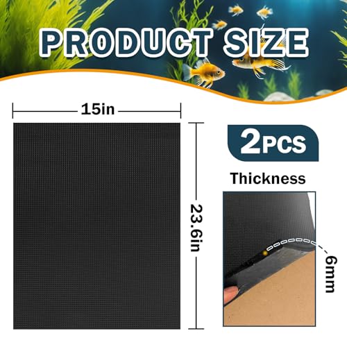 2 Packs 23.6 x 15 Inch Aquarium Fish Tank Leveling Pad, 6mm Thick Foam Fish Tank Mat Non-Slip Neoprene Foam Shockproof Easy Cut for Water Stable Floor Protection Black - size: 23 x 15 Inch, style: Adhesive-backed