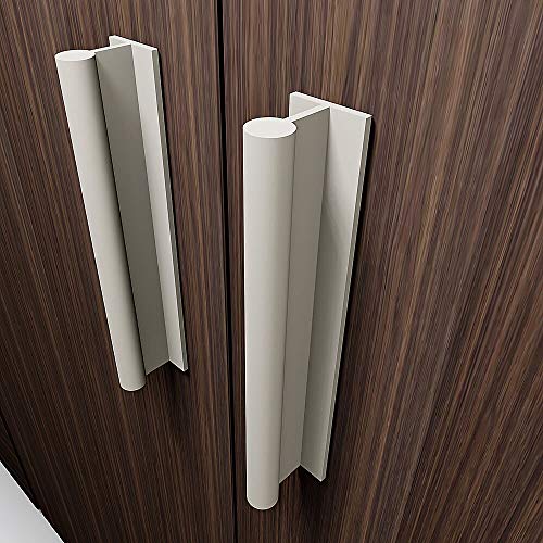 HRX Self-Adhesive Edge Fingerpull Door Handle - Easy to Install Screwless Peel and Stick on Glass, Wood, Metal, Plastic - Sliding Doors Knob for Kitchen Fronts, Drawers & Dressers Panels - 2 Pack - color: White
