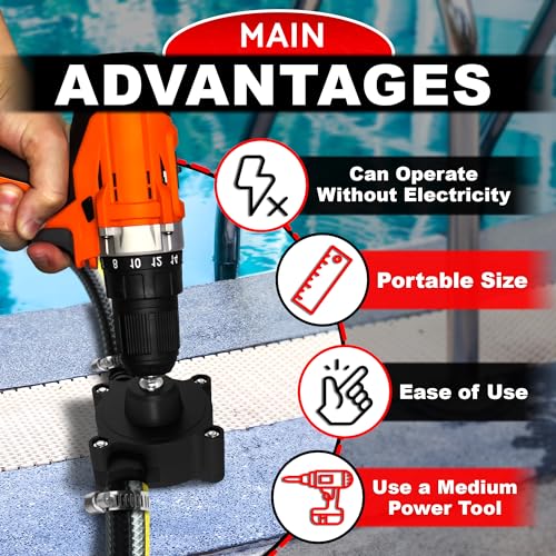 Portable Electric Drill Pump For Water - Self Priming Liquid Transfer Drill Powered Water Pump for Pool Cover Draining, Rain Barrels and Garden Watering | Easy Hose Clamp Setup. Great for Warm Season