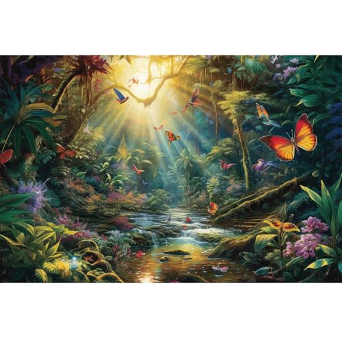 Aquarium Background Jungle Forest Winding Rivers Colorful Birds Full Harmony Nature Landscape Terrarium Background Butterfly Birds In Forest Tranquil Stream Theme Aquarium Backdrop Vinyl 24x16in - size: 24(W)x16(H)inches/ 60(W)*40cm(H)