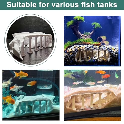 LIYAOLI Aquarium Ornaments Cave Tunnel with Viewing Ports | Fish Tank Decor Hideout for Pleco, Shrimp & Corydoras | Substrate-Friendly Design & Sinking Base (M - Roman Columns - White) - color: M - Roman Columns - White