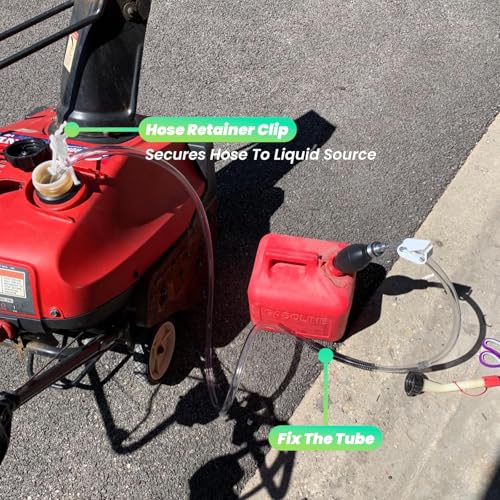 10FT Siphon Components Kit, Portable Manual Oil Sucker Pump, with Hose, Hose Retainer Clip, Copper Jiggler, Zip Ties, Shut-off Valve & Spring for Efficient Liquid Transfer - size: 10ft kit