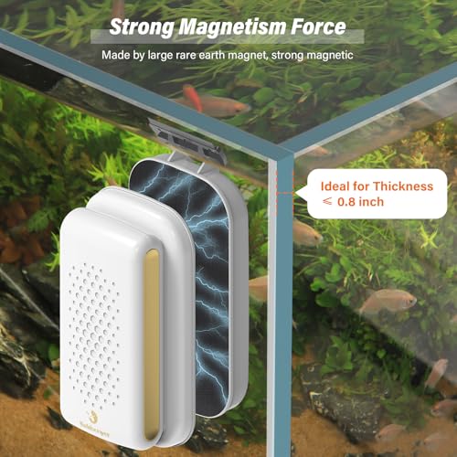 fishkeeper Magnetic Aquarium Fish Tank Glass Cleaner - Exquisite & Super Strong Magnetism, Double Side Floating Algae Scraper Cleaning Tools for 0.1 to 0.7 Inch Glass Tanks (Mini/M/L/XL) - color: White, size: XL (for 0.6" - 0.8" glass)