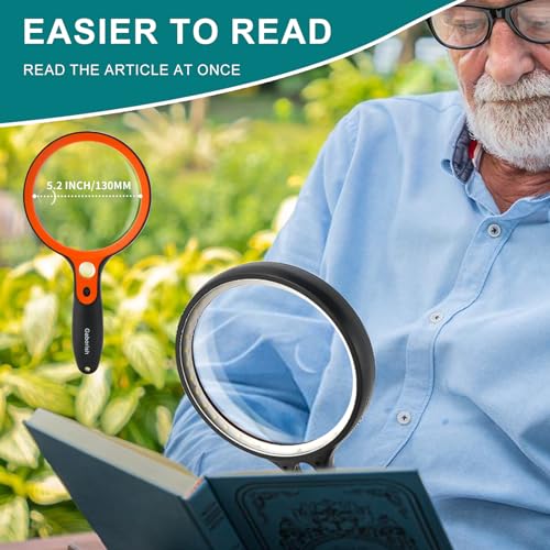Large Magnifying Glass with 36 LED Light and Case, 10X 20X 45X Handheld Illuminated Lighted Magnifier with 1 UV Light for Seniors Reading, Inspection, Coins, Exploring Close Work - style: Magnifier with 36 LED Light and Case