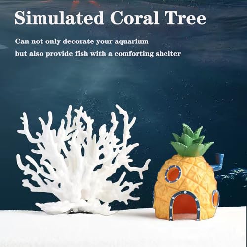 Besimple Artificial Aquarium Coral Ornament Plastic Fish Tank Plants Decoration for Aquarium Landscape (White) - color: White