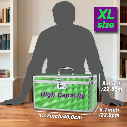 Portable Combination Lock Storage Box with Handle – Multipurpose Locking Case for Home & Outdoor Use, Secure Storage for Accessories, Medicine, Cosmetics, Toys & Tools (Green, Extra Large) - color: Green, size: Extra Large