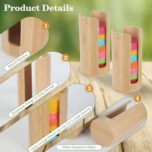 2 PCS Mason Jar Lid Organizer Vertical Mason Jar Lid Storage Bamboo Tumbler Lid Holder Cup Lid Organizer Suitable for Mason Lids/Canning Lids/Bamboo Lids Mason Jar Accessories (2 Regular) - size: 2 Regular