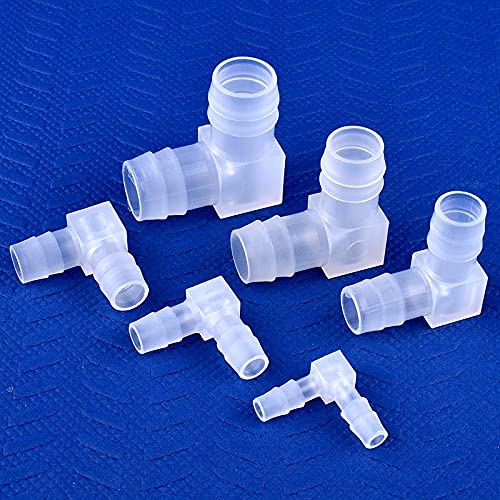 Plastic 1/4” Hose ID 90 Degree Elbow Barb Fitting, 6 Pcs Equal Barbed Joint Splicer Mender Adapter Union Adapter for Boat Aquarium - size: 1/4 Inch