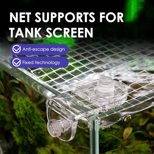 Fish Tank Top Cover - Aquarium Glass Lid Support Clip Set, Acrylic Rimless Tank Hood Holder | Anti-Jump Net Clamp, Top Cover Clamp Bracket System, Aquarium Accessory for Fish Container Stability Use