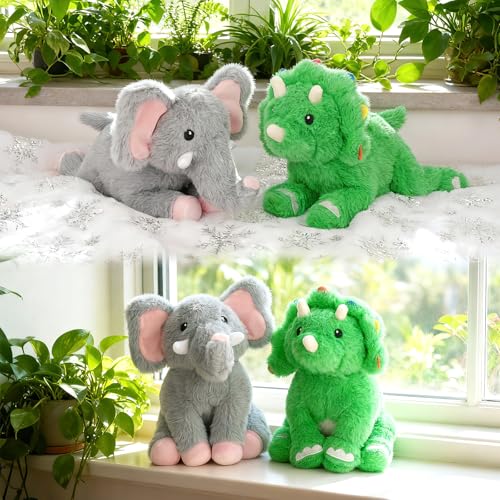 Weighted Dinosaur Plush, Weighted Dinosaur Stuffed Animal Soft Stuffed Dino Plushies Triceratops Toy Doll Cute Plushies Gift for Kids Adults 10 Inch, 0.8 Lbs - color: Green, size: ['10 inches (25 cm)']