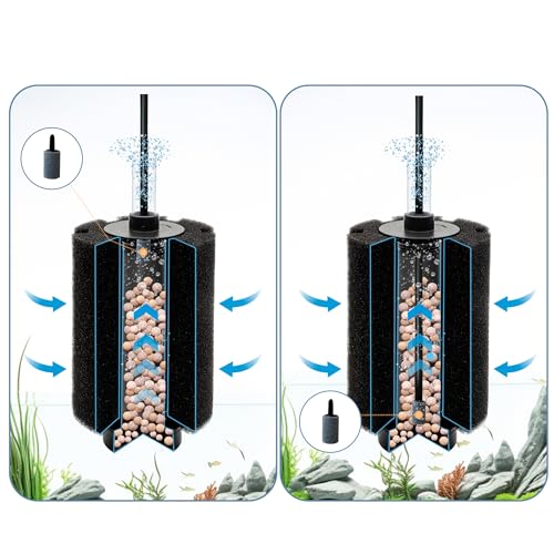 ALEGI 4pcs Large Aquarium Sponge Filter with Suction Cups, Check Valves for Breeding Fry Betta Shrimp Fish Tank ((Upgrade) 40-80 Gal 4 Pcs) - size: (Upgrade) 40-80 Gal 4 Pcs
