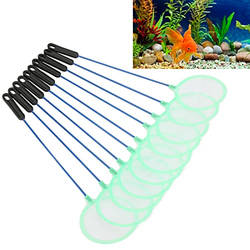 10 Pcs Small Fish Nets, Quick Catch Mesh Nylon Net with Plastic Handle, Lightweight Fishing Nets for Catching Small Fish Shrimp, Aquarium Nets for Brine Shrimp Eggs Goldfish and Aq