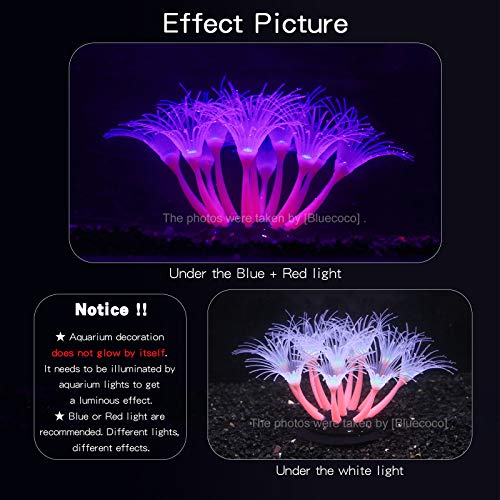Artificial Flowers Soft Silica Gel Moves Naturally with Water Flow, Aquarium Decorations Glow in The Dark, Glowing Coral Ornaments for Fish Tank Decorations (Pink, Sunflower) - color: Pink
