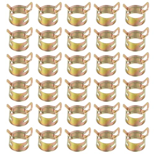 PATIKIL Spring Band Hose Pipe Clamps for 20-24 mm OD Hose, 30 Pack Silicone Vacuum Constant Tension Band Clips for Fuel Line Silicone Air Hose Tube Water Pipe, Gold - size: 20-24 mm