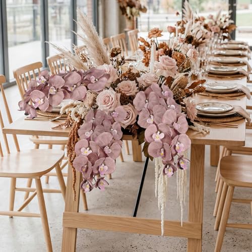 36.6'' Coffee Orchids Artificial Flowers 10 Large Blooms Fake Phalaenopsis Branches 5PCS Long Stem Faux Silk Orchids Stems for Tall Vase for Bridal Shower Home Wedding Table Decor (Coffee) - color: Coffe