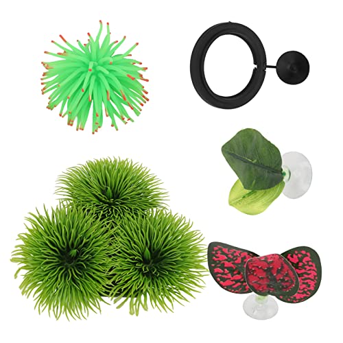 Betta Leaf Pad Set, Betta Resting Bed Kit with Suction Cup, Simulating Leaf Hammock for Aquarium, Includes Green and Feeding Ring for Shrimp Goldfish Guppy Molly