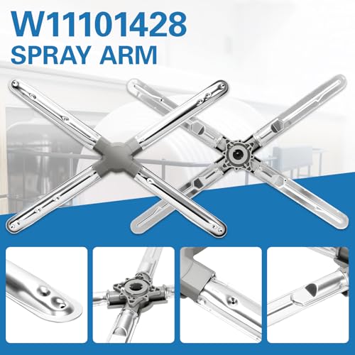 W11101428 Dishwasher Lower Wash Arm，W10665718 Bottom Spray Bar Part, Compatible with Whirlpool Kitchenaid Jenn-Air, Replaceable W10406822,W10858786 Lower Wash Arm Replaces