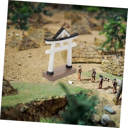 PRETYZOOM Torii Resin Ornaments Mini Pagoda Fairy Gardens Torii Gate Torii Gate Sculpture Aquarium Torii Gate Decoration Miniature Shrine Ornament Miniature Garden Bridge Statues White - color: White, size: 10.00X8.50X2.90CM