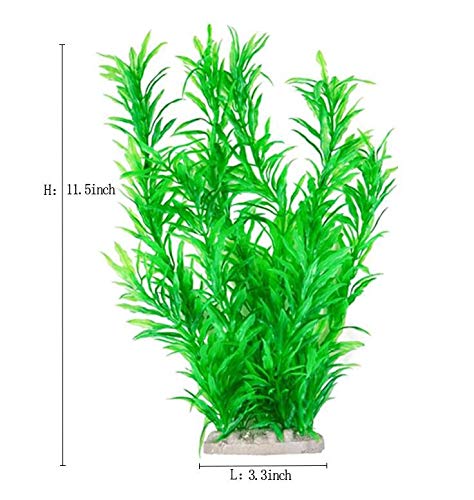 CNZ Assorted Color Aquarium Plastic Plant Decoration w Ceramic Base (9-Piece Assorted)