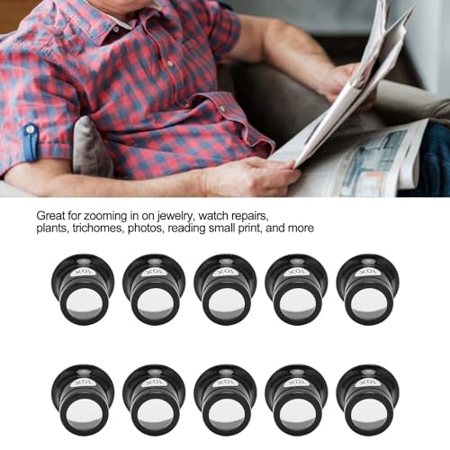 10PCS 10X Watchmaker Loupe, Portable Monocular Watch Loupe Magnifier Magnifying Glass Eye Loops Magnifier, Jewelers Repair