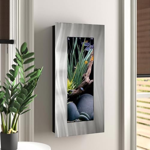Aussie Aquariums 3.0 Wall Mounted Fish Tank Kit with LED Lighting, Built-in Filter System, Modern Space-Saving Design, Complete Accessories Set (Verticali, Silver) - color: Silver, size: Verticali