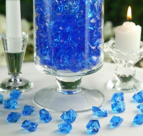 PMLAND Clear Fake Ice Rocks – 550 Pcs Large Royal Blue Acrylic Gems Crushed Plastic Diamonds, 3 Lbs / 2.25 Quarts Bulk Vase Filler for Centerpieces Wedding Theme Décor Aquarium Table Scatter - color: Royal Blue