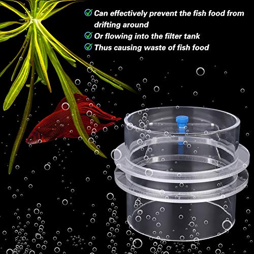 Transparent Acrylic Adjustable Fish Feeding Ring, Aquarium Fish Feeder for Freshwater and Saltwater Tanks, Durable Floating Feeding Circle with Rustproof Screws for Precise Food (90mm) - size: 90mm