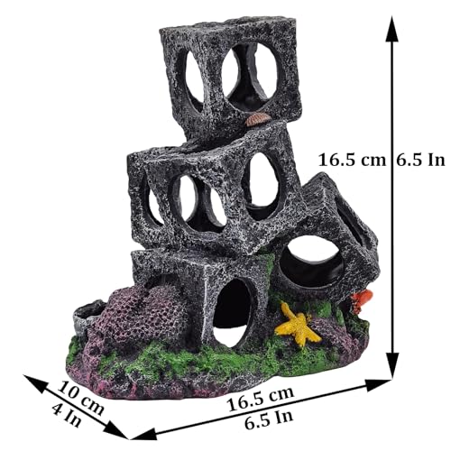 Aquarium Decorations, Aquarium Block Decorative Accessories Ideal for Aquatic Pets, Betta Fish, Shrimp, and More Provides Play, Rest, and Hiding Spots
