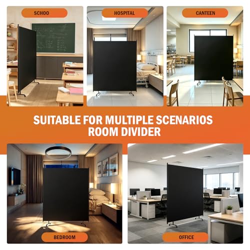 Room Divider Panel, 100% Blackout Privacy Screens with Wider Feet, 5 Ft Portable Room Partition for Room Separator, Room Divider Screen Partition Room Dividers Freestanding - size: 1 Panel 5FT W
