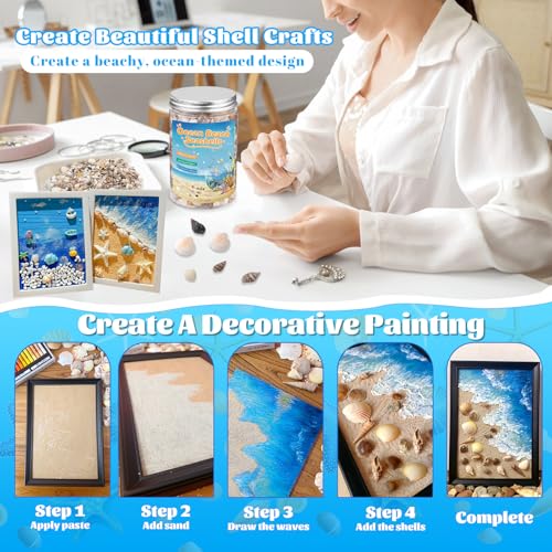 1200 Pcs Tiny Sea Shells, Seashells for Crafts with Small Shells Starfish Mixed Ocean Beach Spiral Seashells for Beach Party, Fish Tank and Vase Filler, Wedding Decor, Diy Jewelry Candle Making