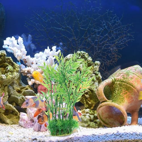 VOSAREA 2pcs Artificial Aquarium Plants Plastic Aquarium Bamboo Fish Tank Accessories Green Fish Tank Decorations for Aquarium Decor Plastic Plants (2.75X1.97X9.82in)